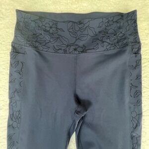 Skechers Floral High Rise Leggings Women L Yoga Gym Athletic Pocket Compression